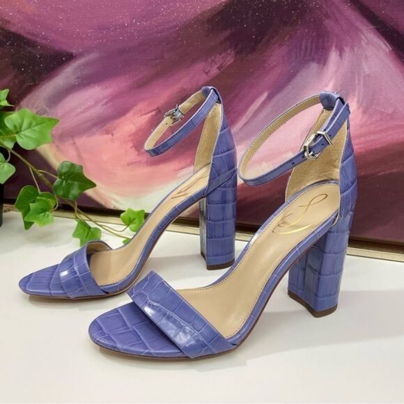 Sam Edelman Yaro Block Heel Ankle Strap Sandals in Dusty Violet Size 8 - Picture 5 of 11